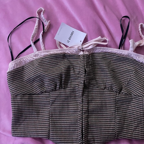 Forever 21 Black and White Houndstooth Crop Top corset - Picture 4 of 4